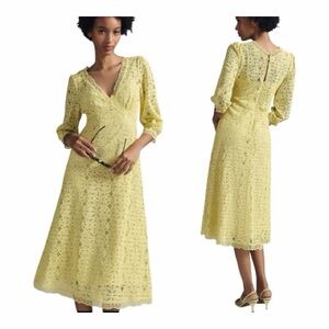 NWT! By Anthropologie V-Neck Lace Midi Dress. Size 4.